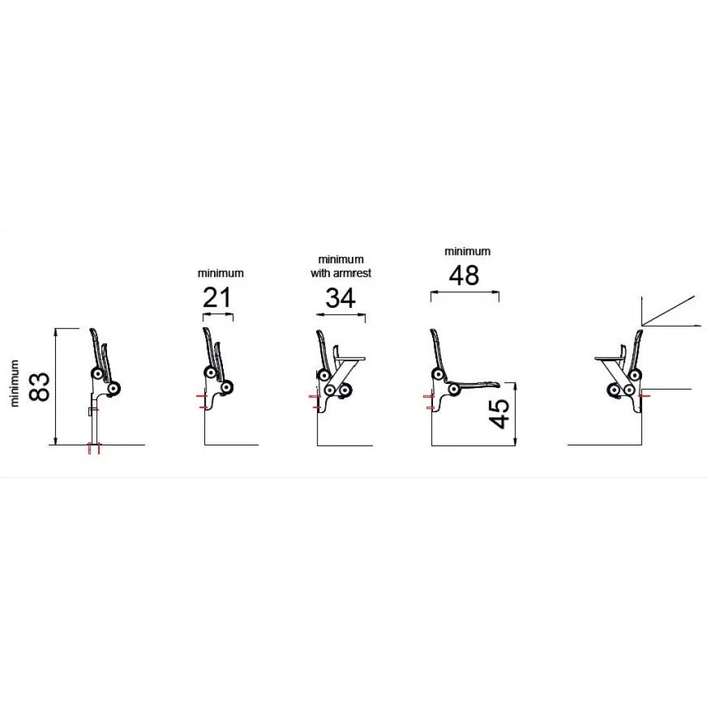 Energy tribunestol, tip-up-modell