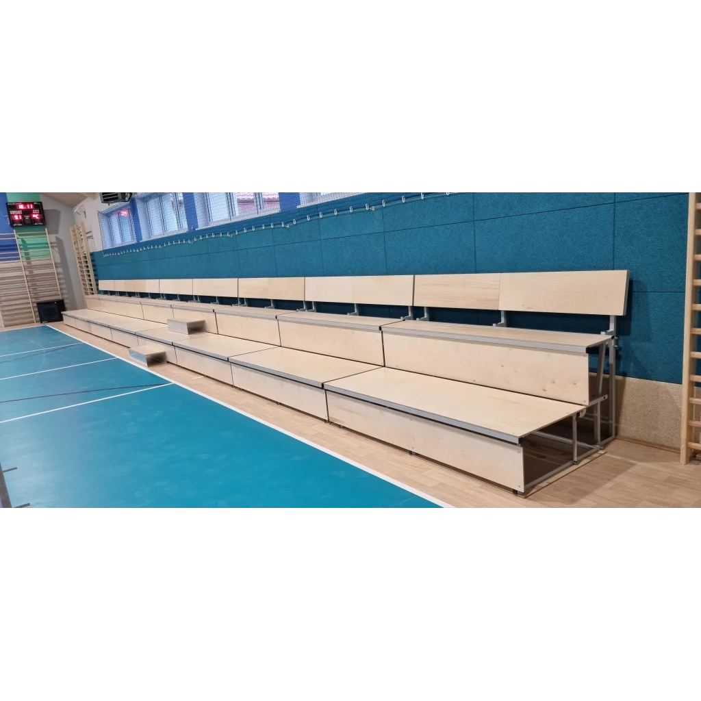 Nedfellbar tribune med frontpanel