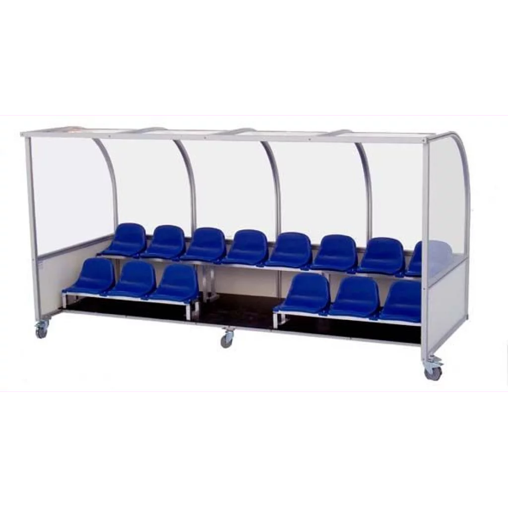 Innbytterboks med plaststoler, 4,0 m, 2 rader